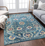 Carson Agra Medallion Persian Vintage Bohemian Blue Area Rug