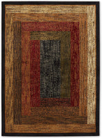 Geometric Bordered Black Brown Red Soft Area Rugs - Multiple Sizes