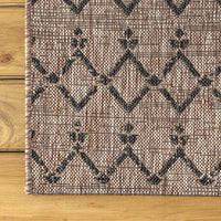 Moroccan Geometric Textured Weave Indoor/Outdoor Natural Area Rug 8 x 10