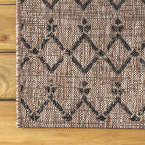 Moroccan Geometric Textured Weave Indoor/Outdoor Natural Area Rug 8 x 10