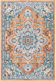 Boho Chic Medallion Distressed Soft Area Rug, Orange / Teal