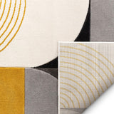 Good Vibes Margot Gold Modern Geometric Chevron 3D Texture Soft Area Rug
