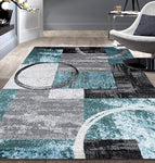 Contemporary Abstract Blue Gray Area Rugs