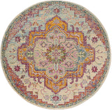 Medallion Distressed Soft Area Rug, Light Blue / Fuchsia