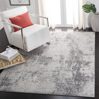 Modern Abstract Area Rug ,Round, Ivory/Grey