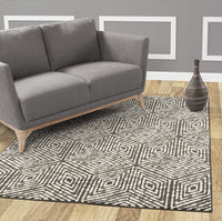 Contemporary Geometric Charcoal Gray Ivory Area Rugs