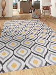 Moroccan Design Gray Yellow Non-Skid Low Pile Area Rug