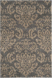 Damask Plush 1.2-inch Thick Shag Area Rug, Grey / Beige