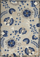 Indoor/Outdoor Floral Natural/Blue Area Rug