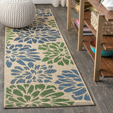 Zinnia Modern Floral Weave Indoor/Outdoor Area Rug Navy/Green