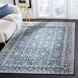 Oriental Damask Trellis Area Rug, Navy/light grey