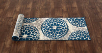 Floral Gray/Grey Turquoise Blue Area Rug