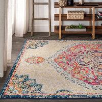 JONATHAN Y Bedroom Kitchen Living Room Indoor soft Area-Rug Cream/Orange