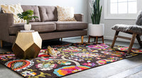 Estrella Collection Colorful Abstract Brown Area Rug