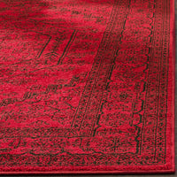 Oriental Vintage Distressed Medallion Red/Black Soft Area Rug
