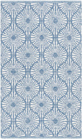 Montauk Collection MTK606H Handmade Cotton Area Rug Aqua / Ivory