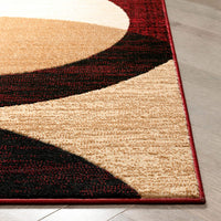 Casual Modern Styling Shapes and Circles Area Rug  Multi Color Red Black Beige