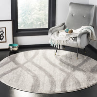 Modern Wave Distressed Soft Area Rug, Cream / Grey