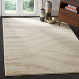 Modern Wave Distressed Soft Area Rug, Cream / Champagne