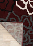 Floral Gray/Grey Burgundy White Area Rug