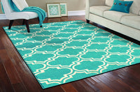 Moroccan Teal/White Area Rugs