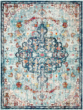 Medallion Distressed Soft Area Rug, Navy / Light Blue