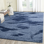 Light Blue and Blue Modern Area Rug