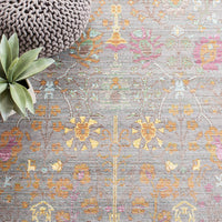 Boho Chic Distressed Area Rug Grey / Multi