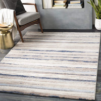 Robin Navy / Taupe Striped Soft Area Rug