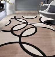 Contemporary Abstract Circles Soft Beige Area Rug