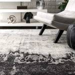 Contemporary Abstract Area Black Grey Soft Rug