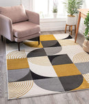 Good Vibes Margot Gold Modern Geometric Chevron 3D Texture Soft Area Rug