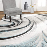 Abstract Gray Turquoise Blue Soft Area Rugs