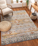 Elu Cream Vintage Panel Pattern Area Rug