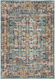 Monaco Collection  Boho Chic Oriental Distressed  Area Rug Blue / Light Grey