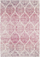 Geometric Trellis Distressed Cream/Fuchsia Soft Area Rug