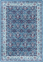 Damask Trellis Soft Area Rug, Navy / Red