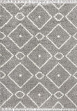 Mercer Shag Plush Tassel Moroccan Diamond Indoor Soft Area Rug Cream/Grey