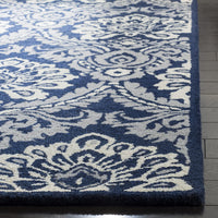 Handmade Premium Wool Area Rug, Navy / Ivory