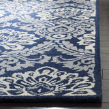 Handmade Premium Wool Area Rug, Navy / Ivory