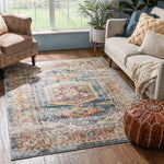 Roslind Bohemian Vintage Pastel Oriental Medallion Pattern Area Rug