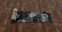Contemporary Circles Gray/Grey Blue White Black Area Rug
