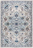 Boho Chic Medallion Distressed Soft Area Rug, Ivory / Light Blue