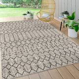 Moroccan Geometric Textured Weave Indoor/Outdoor Gray/Black