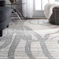 Octopus Pattern Silver Gray Soft Area Rugs