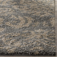 Damask Plush 1.2-inch Thick Shag Area Rug, Grey / Beige