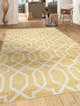 Yellow White Trellis Soft Area Rug