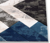 Rheta Blue Modern Geometric Stripes & Angles Pattern Area Rug
