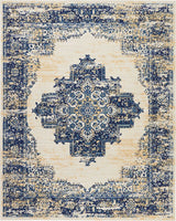 Navy Blue White Distressed Persian Area Rugs