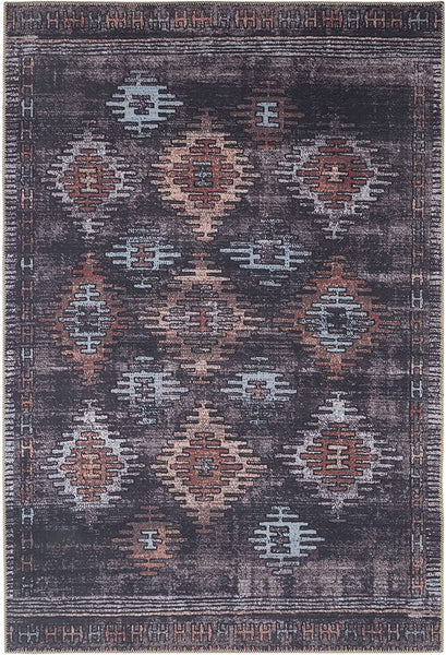 Adiva Rugs Machine Washable Area Rug for Living Room, Bedroom, Bathroom, Kitchen, Printed Vintage Home Decor, Floor Decoration Carpet Mat (Terra